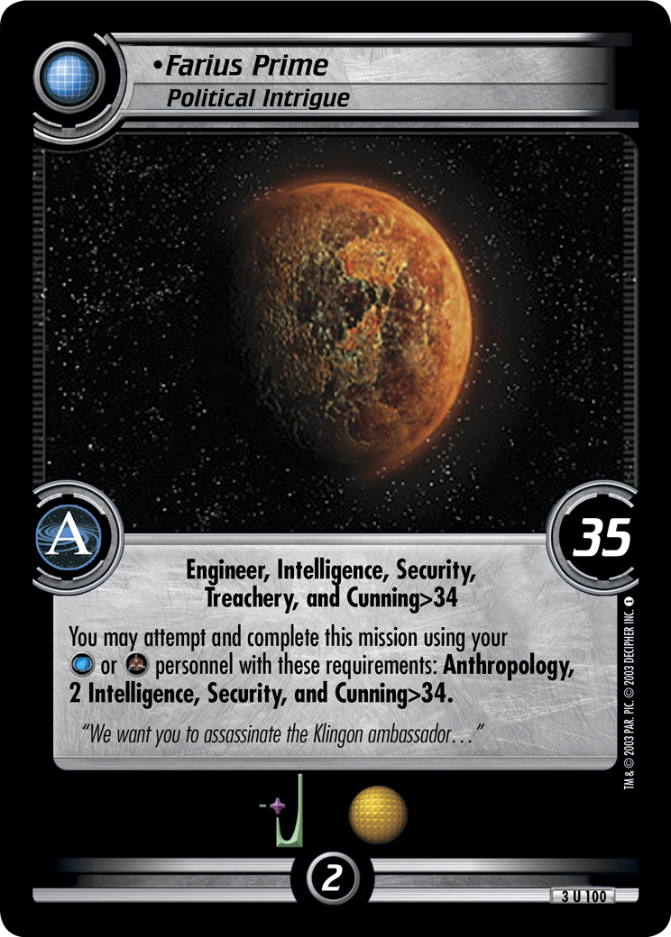 Farius Prime, Political Intrigue (Errata version) Farius Prime, Political Intrigue